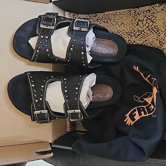 Freebird Asher Black Pony Sandals Size 8 - Picture 2 of 16